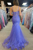Gorgeous Mermaid Straps Lilac Long Prom Dress with Appliques PSK501-Pgmdress