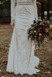 Long Sleeve Vintage Wedding Dress Backless Rustic Bridal Gown WD730-Pgmdress