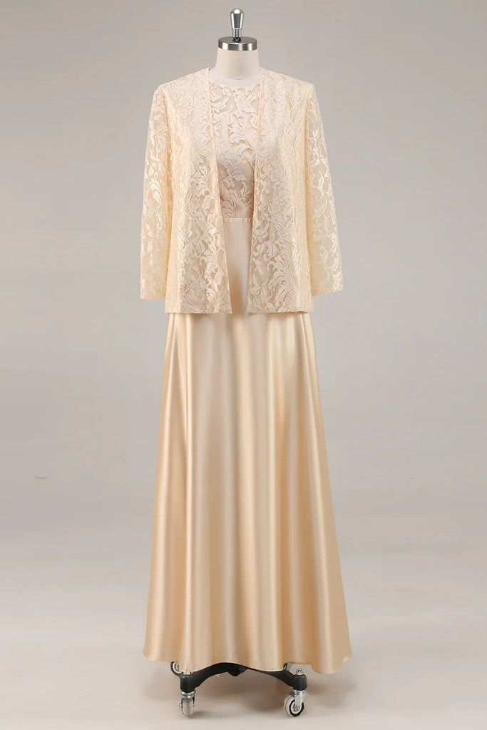 Long Sleeves Boat Neck Dusty Sage 2-Piece Mother of the Bride Dress-Pgmdress