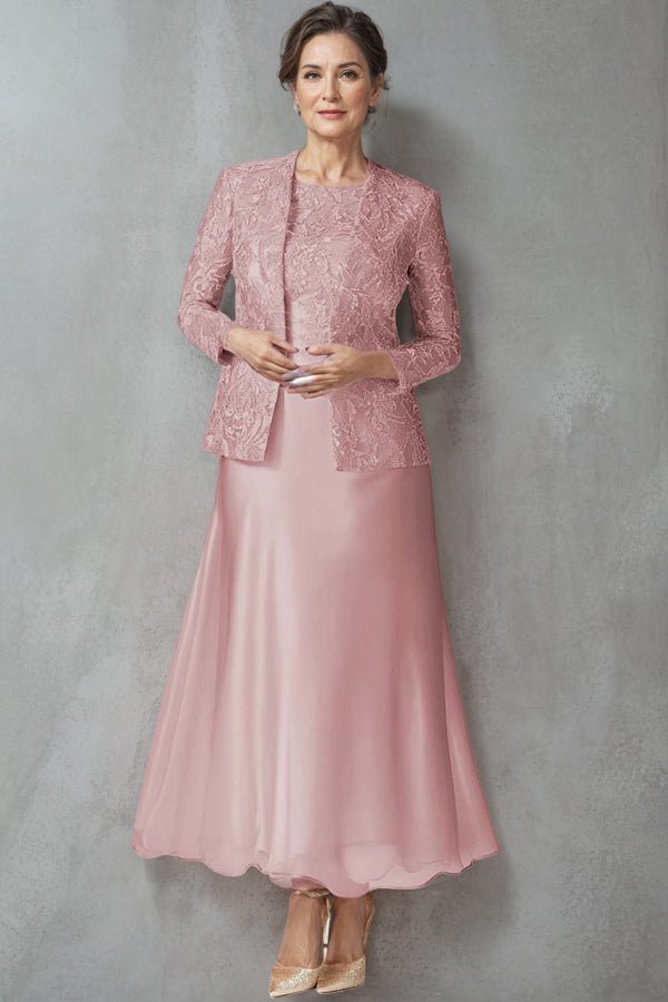 Long Sleeves Boat Neck Dusty Sage 2-Piece Mother of the Bride Dress US16 / Dusty Rose Long Sleeves Boat Neck Dusty Sage 2-Piece Mother of the Bride Dress US16 / Dusty Rose