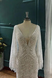 Mermaid Batwing Sleeves Boho Wedding Dress Elegant Wedding Dress-Pgmdress