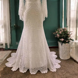 Mermaid Batwing Sleeves Boho Wedding Dress Elegant Wedding Dress-Pgmdress