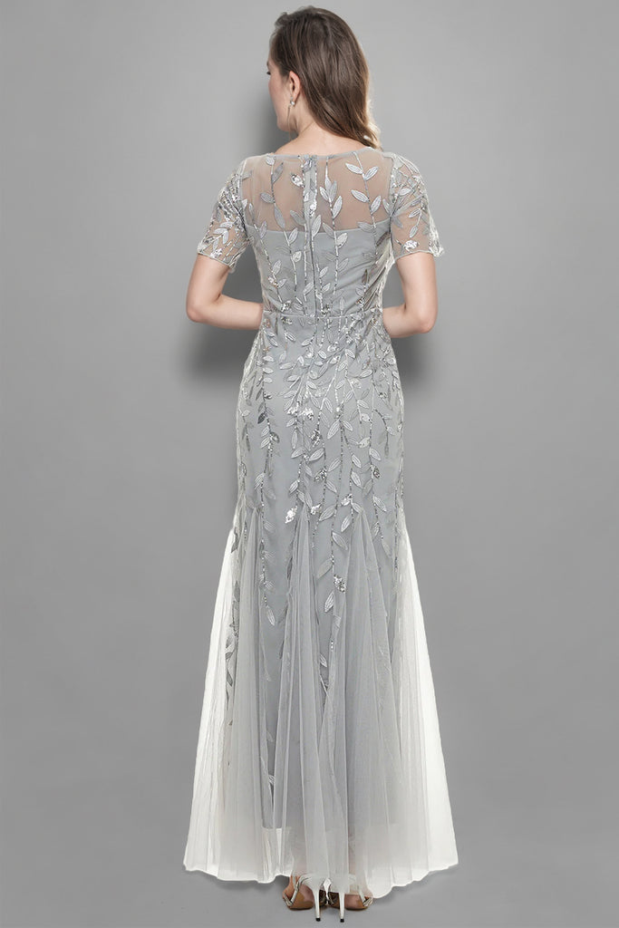 Mermaid Leaves Lace Mother Dress with Short Sleeves