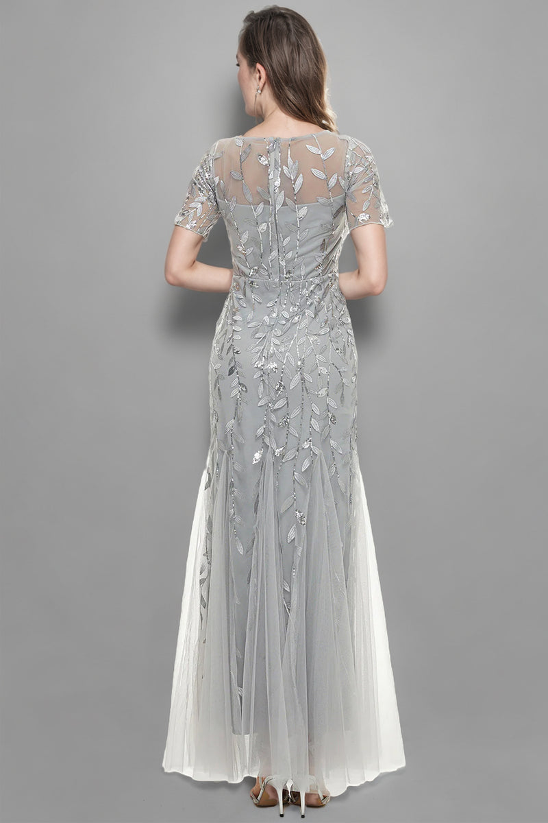 Mermaid Leaves Lace Mother Dress with Short Sleeves