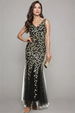 Mermaid Leaves Sequins Tulle Long Mother Of The Bride Dress-Pgmdress