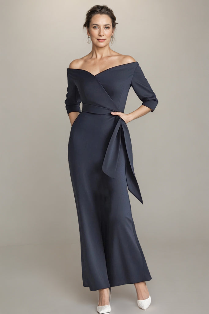 Mermaid Strapless Navy Blue Mother of The Bride Dress-Pgmdress
