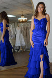 Mermaid V-Neck Ruffle Chiffon Yellow Flower Prom Dress PSK705-Pgmdress