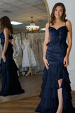 Mermaid V-Neck Ruffle Chiffon Yellow Flower Prom Dress PSK705-Pgmdress