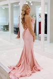 Mermaid Ruffles Strapless Yellow Long Prom Dress with Slit PSK704