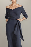 Mermaid Strapless Navy Blue Mother of The Bride Dress-Pgmdress