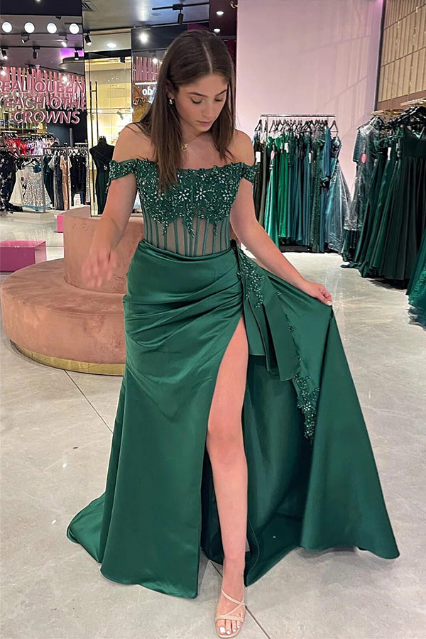 Off-Shoulder Mermaid Floral Long Prom Dress with Slit PSK502 Pgmdress Off-Shoulder Mermaid Floral Long Prom Dress with Slit PSK502 Pgmdress