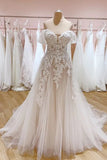 Schulterfreies Spitzenhochzeitskleid Elegante Brautkleider WD781