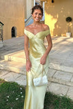Off The Shoulder Simple Sheath Satin Aqua Long Prom Dress PSK709-Pgmdress