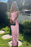 Off The Shoulder Simple Sheath Satin Aqua Long Prom Dress PSK709-Pgmdress