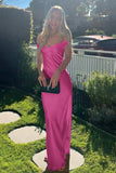 Off The Shoulder Simple Sheath Satin Aqua Long Prom Dress PSK709-Pgmdress
