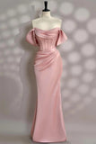 Robe de bal corset rose clair à épaules dénudées, robe de soirée PSK677