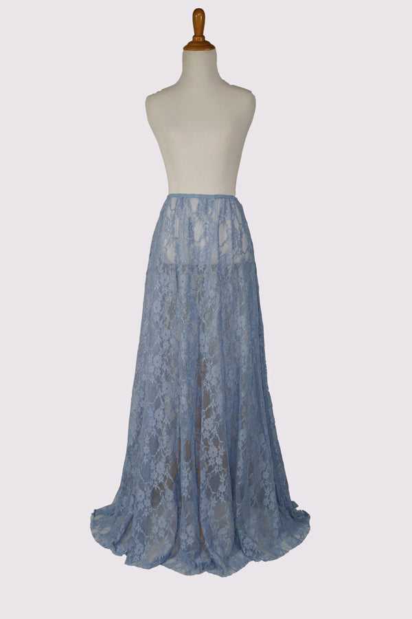 One Shoulder Lace Blue Bridesmaid Dress Party Dress-Pgmdress