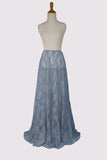 One Shoulder Lace Blue Bridesmaid Dress Party Dress-Pgmdress