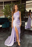 Robe de bal fourreau asymétrique à plis et fente latérale, robe de soirée PSK681