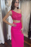 One Shoulder Royal Blue Appliques Cutout Long Prom Dress PSK718-Pgmdress