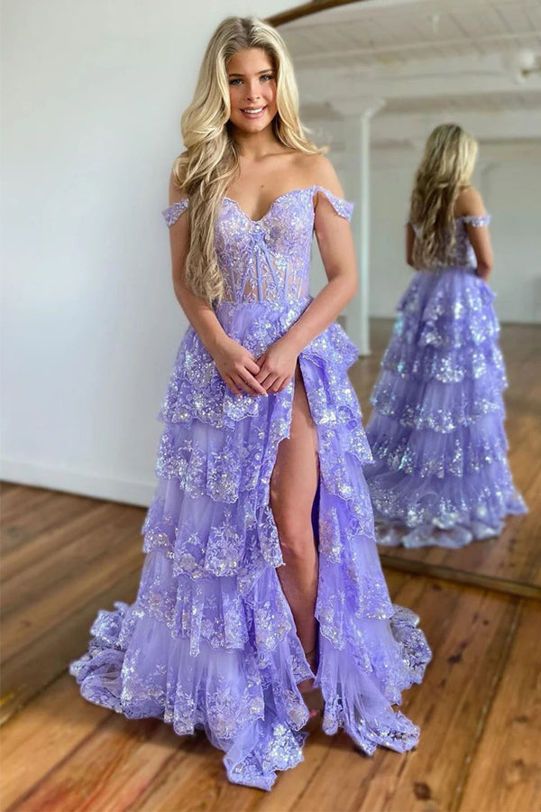 A Line Spaghetti Straps Corset Back Long Prom Dress PSK515 US14 / Purple A Line Spaghetti Straps Corset Back Long Prom Dress PSK515 US14 / Purple