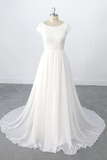 Romantic A-line Chiffon Lace Wedding Dress Beach Wedding Dress-Pgmdress