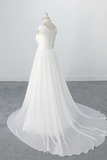 Romantic A-line Chiffon Lace Wedding Dress Beach Wedding Dress-Pgmdress