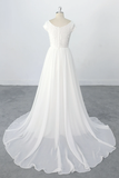 Romantic A-line Chiffon Lace Wedding Dress Beach Wedding Dress-Pgmdress