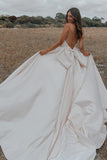 Romantic Simple Wedding Dress Big Bow Bohemian Wedding Dress-Pgmdress