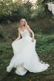 Rustic Wedding Dress Forest Bridal Gown with Floral Lace Applique-Pgmdress