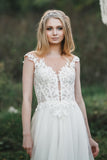Rustic Wedding Dress Forest Bridal Gown with Floral Lace Applique-Pgmdress