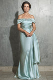 Sheath Off the Shoulder Mint Long Mother of the Bride Dress