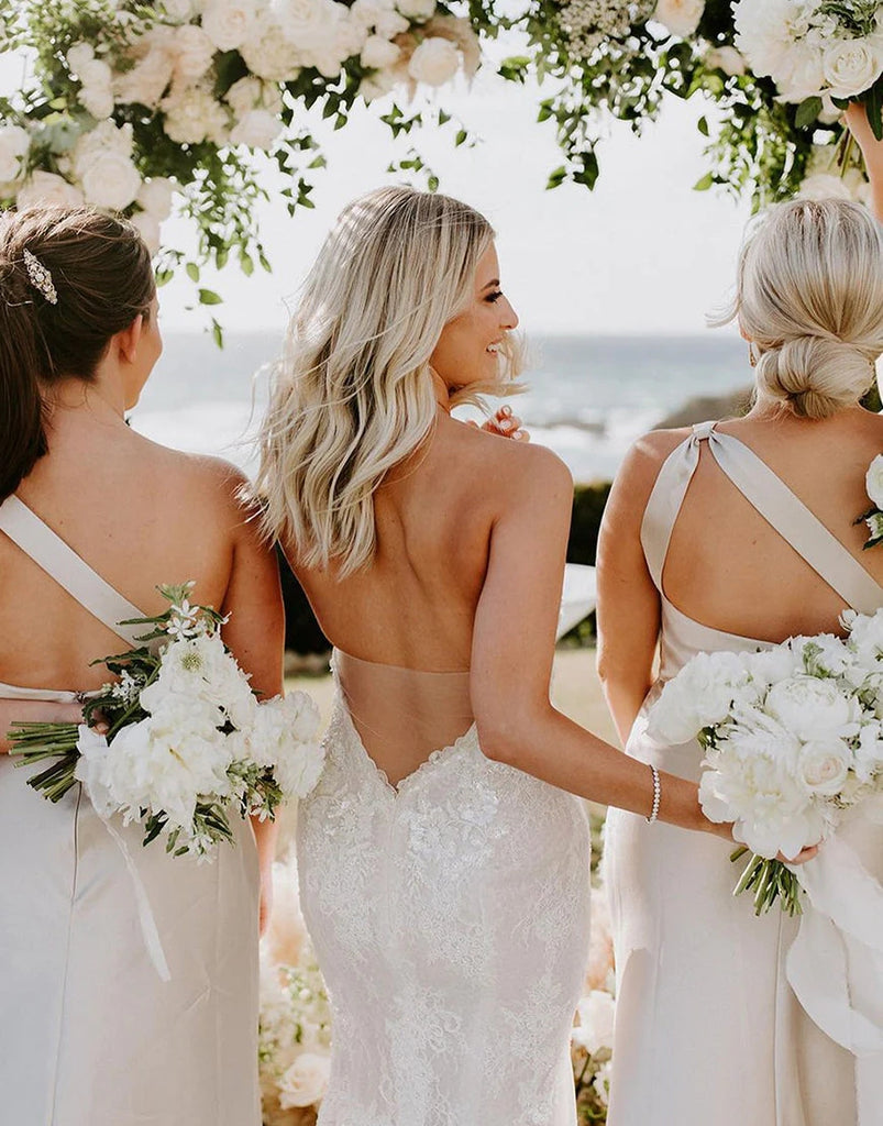 Sheath One Shoulder Silver Satin Floor Length Bridesmaid Dress BD106-Pgmdress