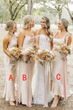 Simple Elegant Long Champagne Bridesmaid Dress BD131-Pgmdress