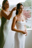 Simple Mermaid Spaghetti Straps Ivory Wedding Dress Bridal Dress-Pgmdress