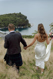 Simple Mermaid Spaghetti Straps Ivory Wedding Dress Bridal Dress-Pgmdress