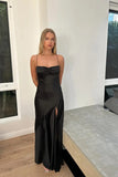 Simple Spaghetti Straps Satin Yellow Long Prom Dress PSK594-Pgmdress
