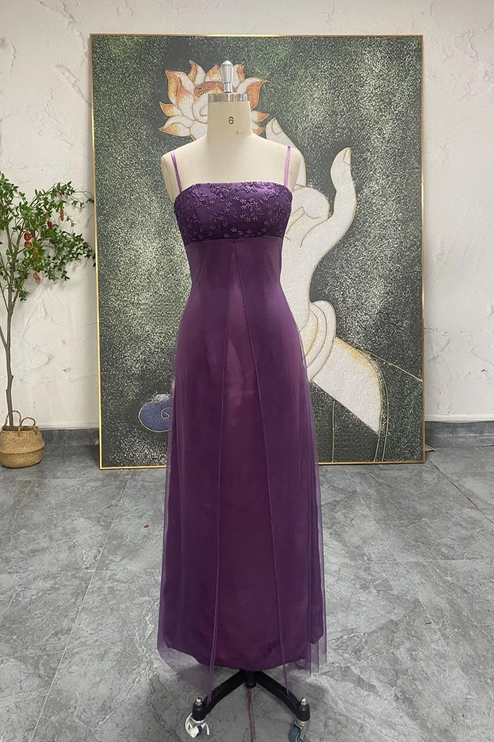 Spaghetti Straps 90S Vintage Light Blue Prom Dress Party Dress Custom Size / Purple