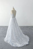 Spaghetti Straps Floral Lace Light Dusty Blue Tulle Wedding Dress-Pgmdress