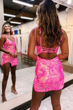 Spaghetti Straps Tight Orange Homecoming Dress Short Prom Dress PD525-Pgmdress