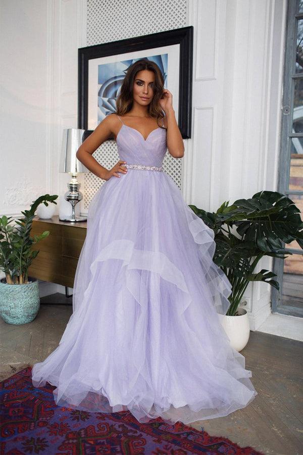 Bridal Dress Pale Lavender Dress Spaghetti Straps Lavender