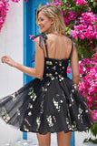 Spaghetti Straps Sleeveless Tulle Floral Homecoming Dress PD485-Pgmdress