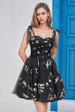 Spaghetti Straps Sleeveless Tulle Floral Homecoming Dress PD485-Pgmdress