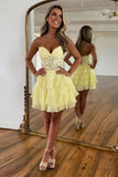 Sparkly A-line Strapless Appliques Tiered Lilac Homecoming Dress PD553-Pgmdress