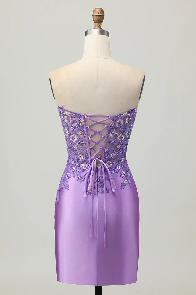 Sparkly Light Blue Sequined Tight Corset Short Homecoming Dress