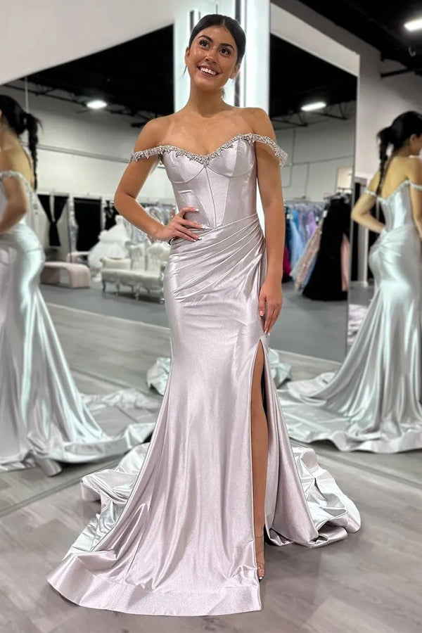 Sparkly Mermaid Fuchsia Off the Shoulder Corset Long Prom Dress PSK582 –  Pgmdress