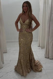 Sparkly Mermaid Spaghetti Straps Blue Prom Dress with Sequined PSK699-Pgmdress