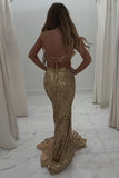 Sparkly Mermaid Spaghetti Straps Blue Prom Dress with Sequined PSK699-Pgmdress