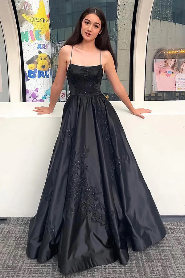 black prom dress with silver BABARONI Lace Black Prom Dresses A-line Sweetheart Ruched With Slit  Sweep/Brush Train