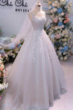 Sparkly Square Neck 3D Flowers Beaded Tulle Princess Wedding Dress-Pgmdress